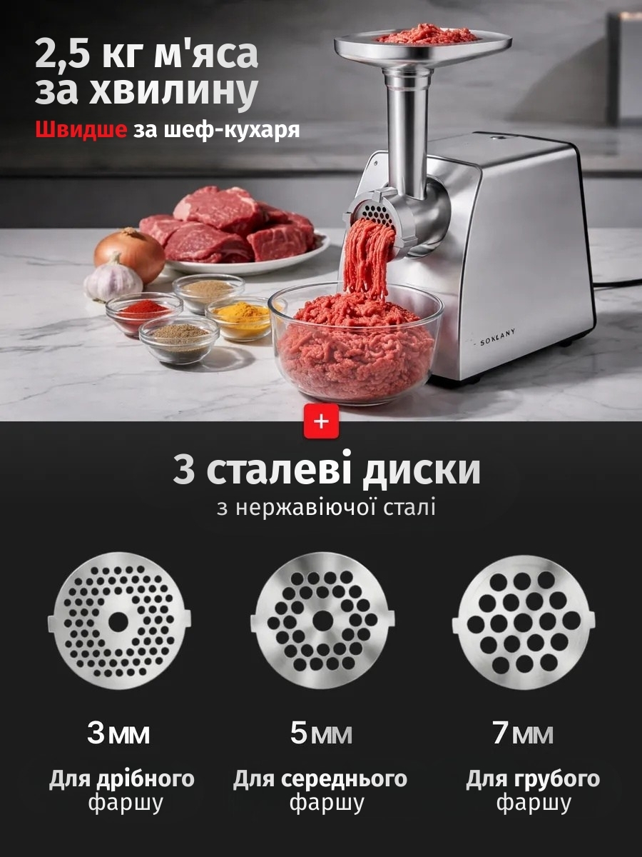 Електрична м'ясорубка SOKANY